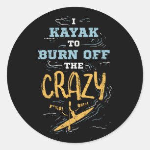 kayaking classic round sticker