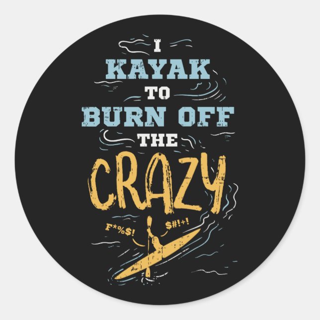 kayaking classic round sticker (Front)