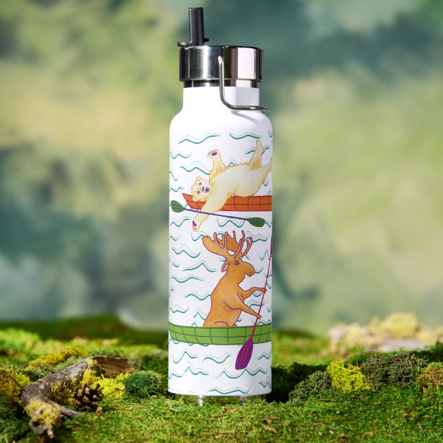 Kayaking Creatures Water Bottle (Outdoor (Rotated))