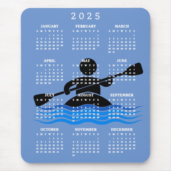 Kayaking Design 2025 Calendar Mouse Pad