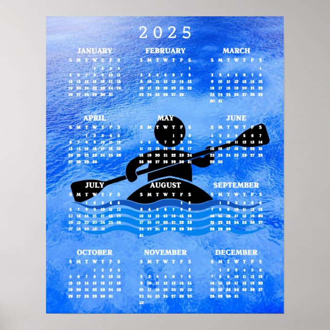 Kayaking Design 2025 Calendar Poster (Front)