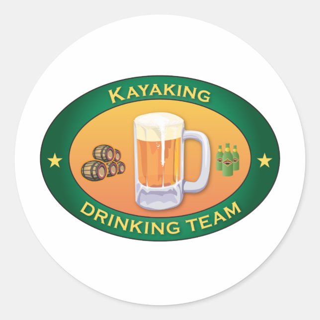 Kayaking Drinking Team Classic Round Sticker (Front)