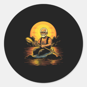 Kayaking Grandpa Kayaker Kayak Canoe Canoeing Classic Round Sticker