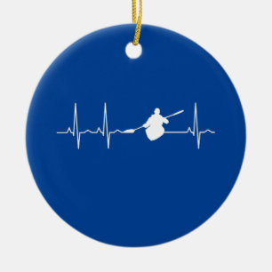 Kayaking Heartbeat Ceramic Ornament