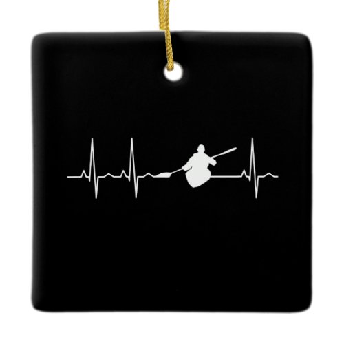 Kayaking Heartbeat Ceramic Ornament