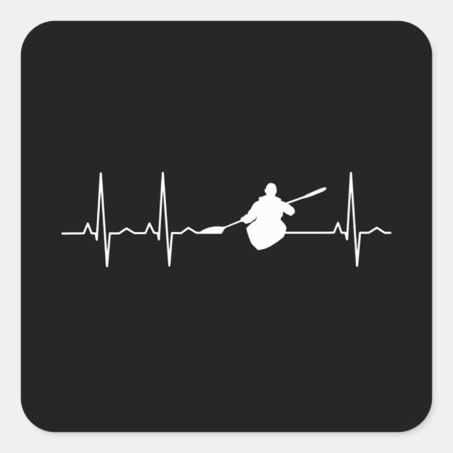 Kayaking Heartbeat Square Sticker (Front)