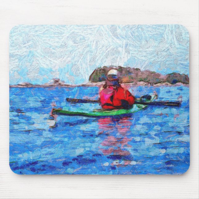 Kayaking in Alaska Barenoff Islands Painterly Mouse Pad (Front)