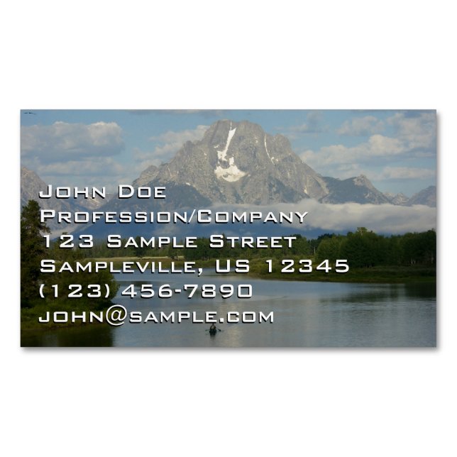 Kayaking in Grand Teton National Park Business Card Magnet (Front)