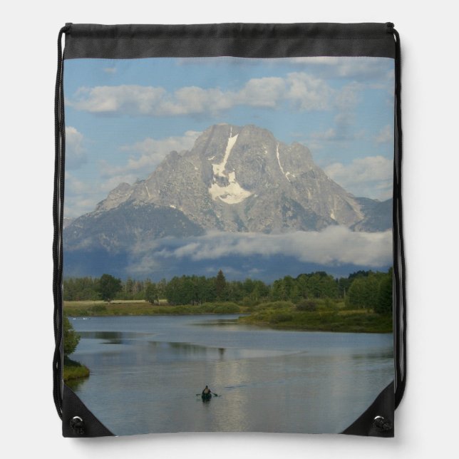 Kayaking in Grand Teton National Park Drawstring Bag (Front)
