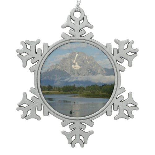 Kayaking in Grand Teton National Park Snowflake Pewter Christmas Ornament