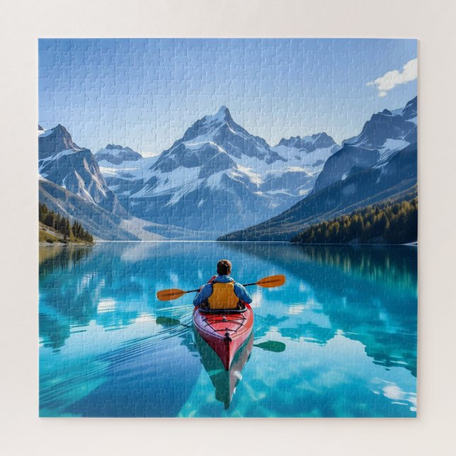  Kayaking in Mountains  Beautiful Nature Jigsaw Puzzle (Vertical)