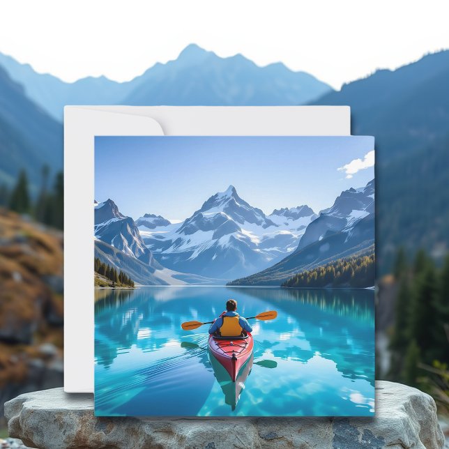  Kayaking in Mountains Blank Holiday Card (Creator Uploaded)