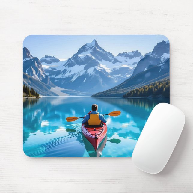  Kayaking in Mountains   Mouse Pad (With Mouse)