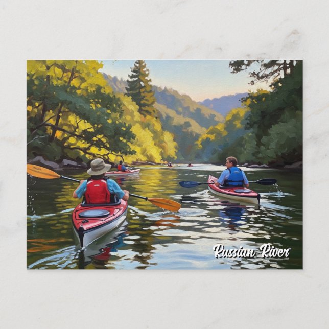 Kayaking in Russian River California Travel Postcard (Front)