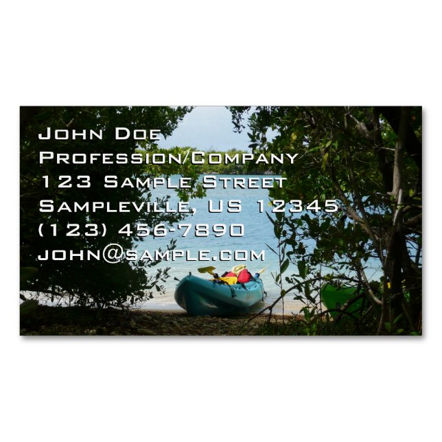 Kayaking in St. Thomas US Virgin Islands Business Card Magnet (Front)