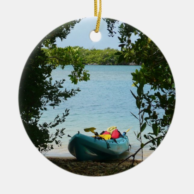 Kayaking in St. Thomas US Virgin Islands Ceramic Ornament (Front)