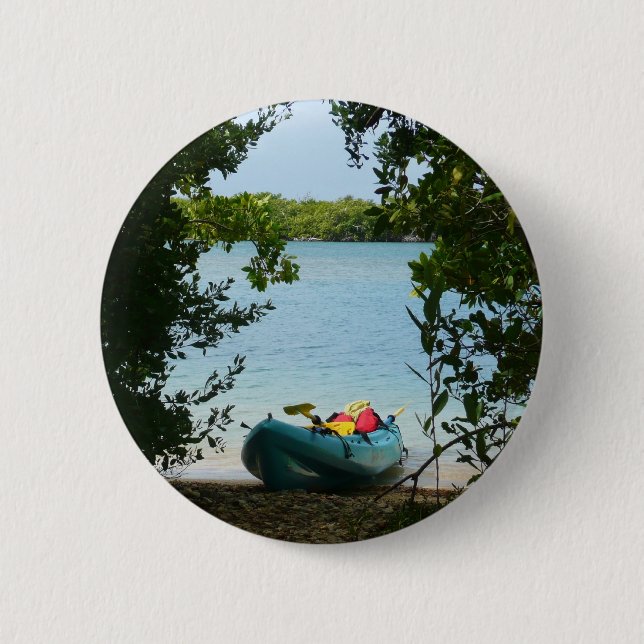 Kayaking in St. Thomas US Virgin Islands Pinback Button (Front)