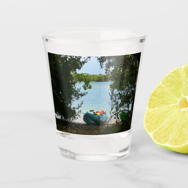 Kayaking in St. Thomas US Virgin Islands Shot Glass (Front)