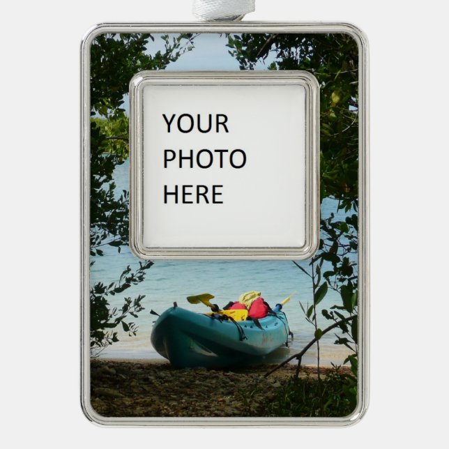 Kayaking in St. Thomas US Virgin Islands Silver Plated Framed Ornament (Front)