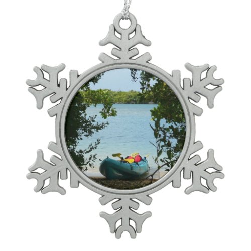 Kayaking in St. Thomas US Virgin Islands Snowflake Pewter Christmas Ornament
