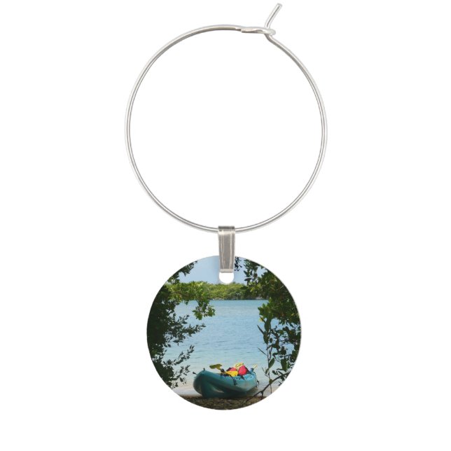 Kayaking in St. Thomas US Virgin Islands Wine Glass Charm (Front)
