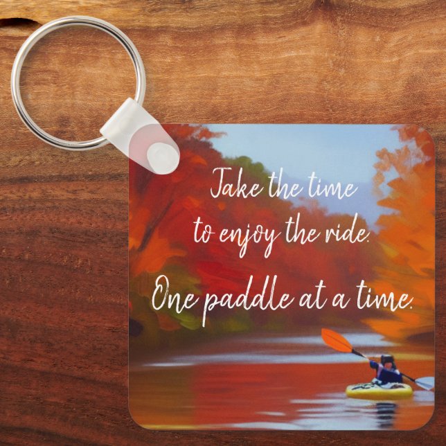 Kayaking in the Fall Personalized Keychain (Front)