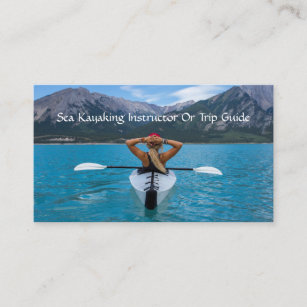 Kayaking Instructor Or Tour Guide On Mountain Lake Business Card