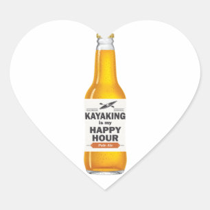 Kayaking Is My Happy Hour Heart Sticker