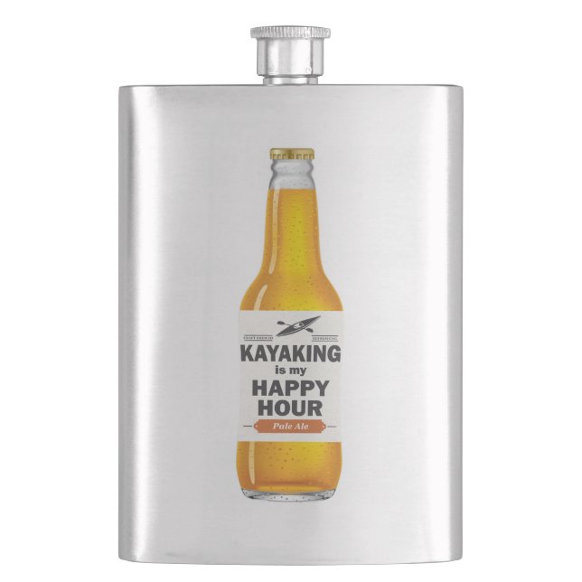 Kayaking Is My Happy Hour Hip Flask (Front)