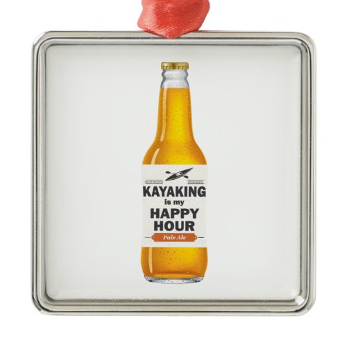 Kayaking Is My Happy Hour Metal Ornament