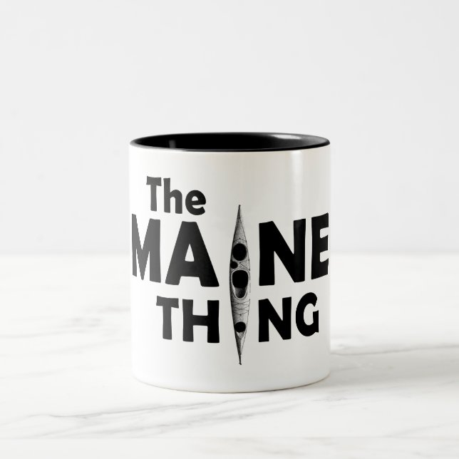 Kayaking Is The Maine Thing Two-Tone Coffee Mug (Center)