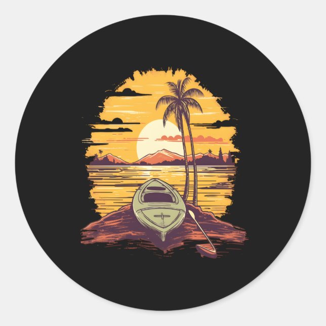Kayaking Kayak Canoe Beach Kayaker Classic Round Sticker (Front)