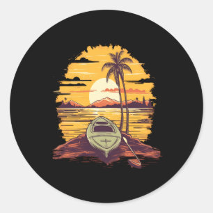 Kayaking Kayak Canoe Beach Kayaker Classic Round Sticker