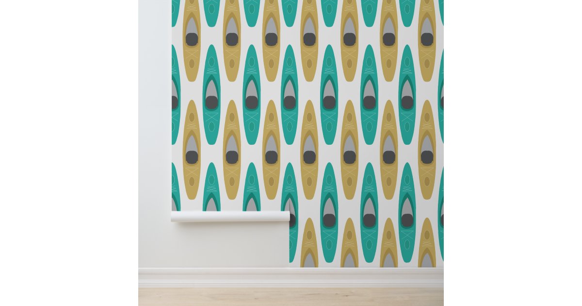 Kayaking Kayak Canoes Pattern Wallpaper | Zazzle