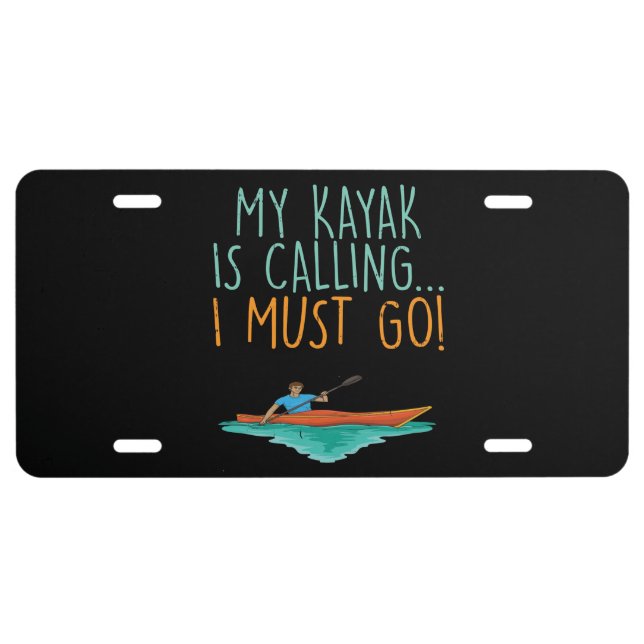 Kayaking Kayak Gift License Plate (Front)