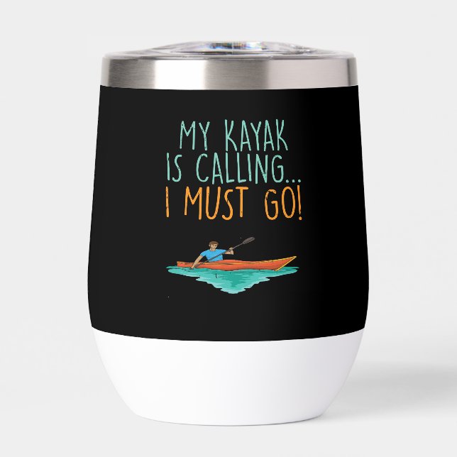 Kayaking Kayak Gift Thermal Wine Tumbler (Front)