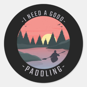 Kayaking Kayak Paddling Classic Round Sticker