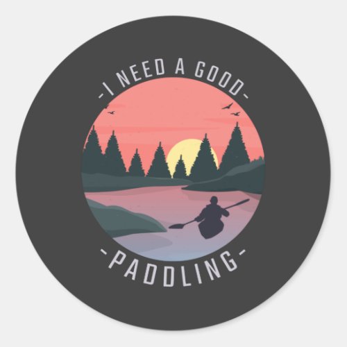 Kayaking Kayak Paddling Classic Round Sticker