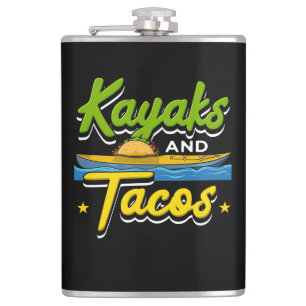 Kayaking - Kayaks and Tacos Funny Kayaking Flask