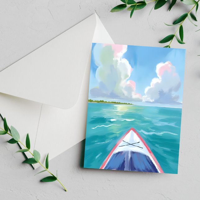 Kayaking Lake Day Watercolor Painting Card (Creator Uploaded)