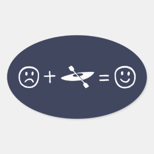 Kayaking Makes You Happy Oval Sticker