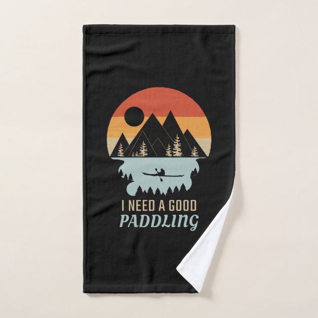 Kayaking Mountains Retro  Hand Towel (Hand Towel)