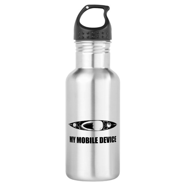 Kayaking, My Mobile Device Stainless Steel Water Bottle (Front)