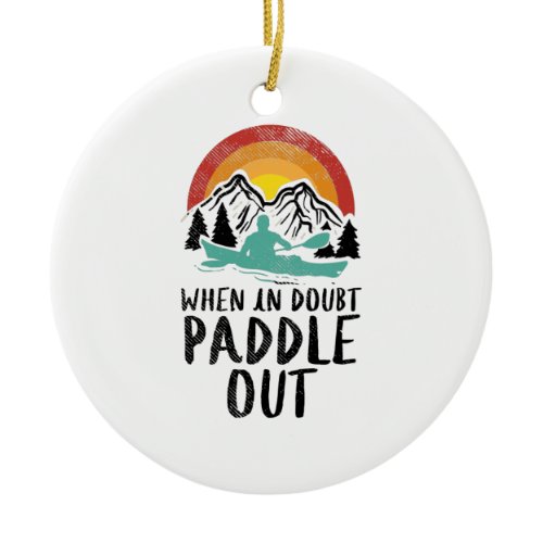 Kayaking Nature Retro Ceramic Ornament