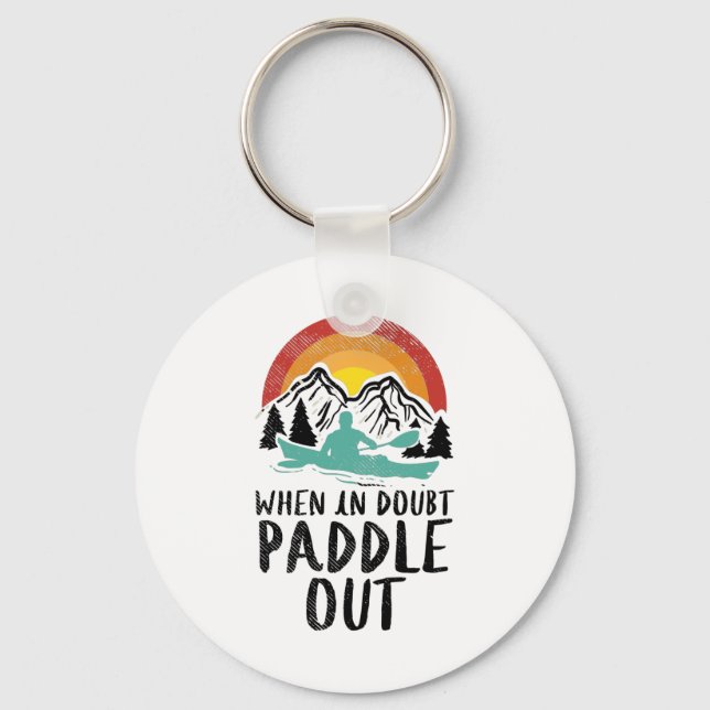 Kayaking Nature Retro Keychain (Front)
