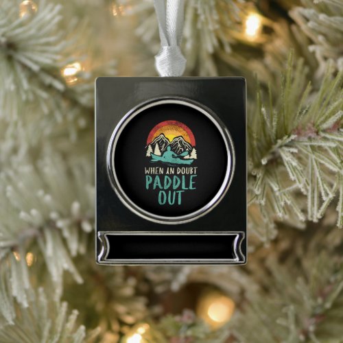 Kayaking Nature Retro Silver Plated Banner Ornament