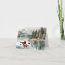 Kayaking Northwest Santa Christmas Card