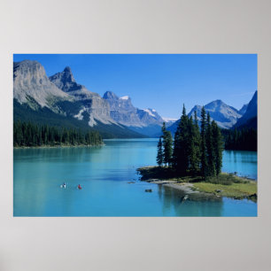 Kayaking on Maligne Lake at Spirit Island Poster