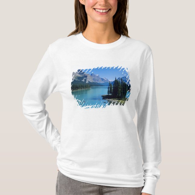 Kayaking on Maligne Lake at Spirit Island T-Shirt (Front)
