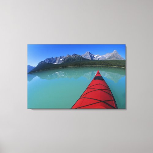 Kayaking on Waterfowl Lake below Howse Peak Canvas Print